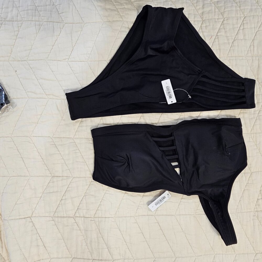 Bikini Swim Suit with Cutouts/Bar Accents